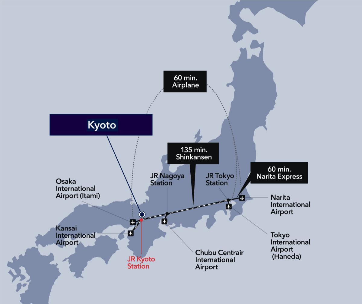 خريطة مطارات كيوتو
